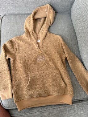 Abercrombie & Fitch Kids Camel Teddy Fleece Half-Zip Hoodie